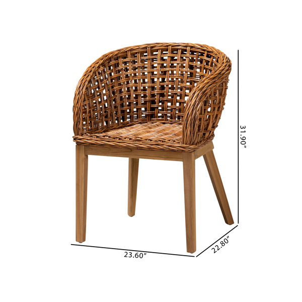 Bayou Breeze Anir Low Back Rattan Arm Chair Dining Chair & Reviews ...